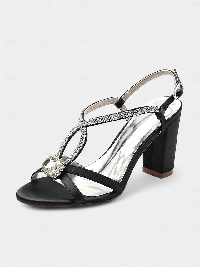 Elegant Sandals Women's Rhinestone Royal Blue Satin –