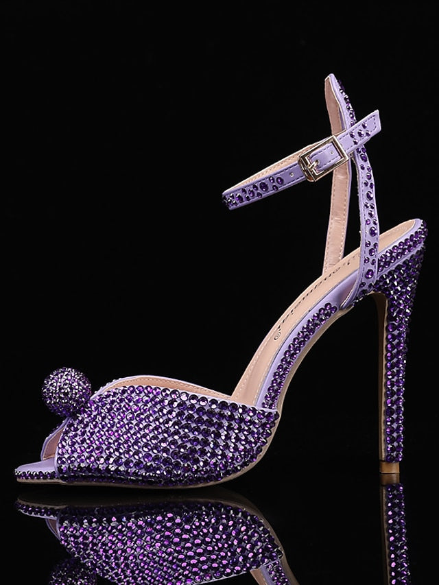 Heel Sandals Rhinestone with Embellished Stiletto Women's