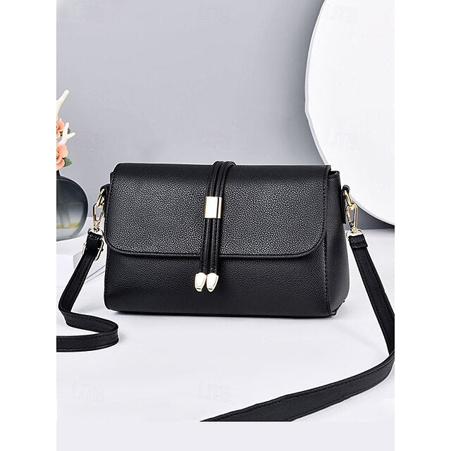 Bags in Leather Crossbody Burgundy Black and Faux Women's