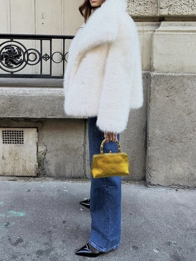 Leathers Fur Coat Comfortable Furs Faux Warm Women's