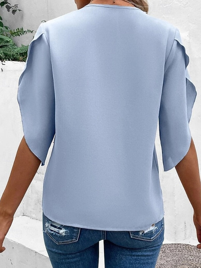 Women's Blouse Print Plain Active Casual 3/4 Length Sleeve