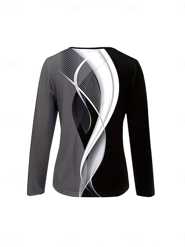 Women's T Shirt Zipper Print Graphic Geometric Elegant