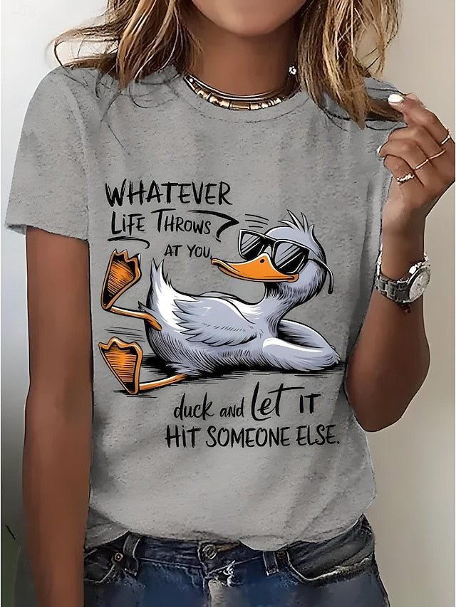 Women's T Shirt Print Graphic Animal Bird Vintage Stylish