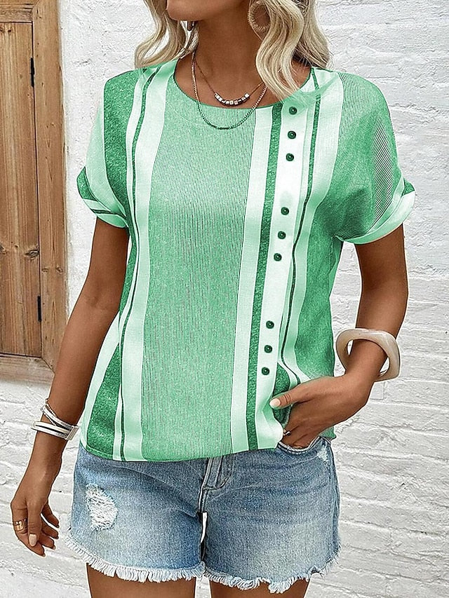 Women's T-Shirt Linen Like Breathable Lightweight Chic