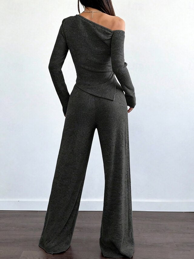 Women's Two Piece Sets Pants Sets Bolero Top Long Sleeve