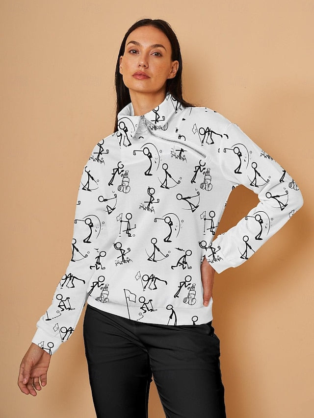 Women's Golf Pullover Sweatshirt Black Long Sleeve Top