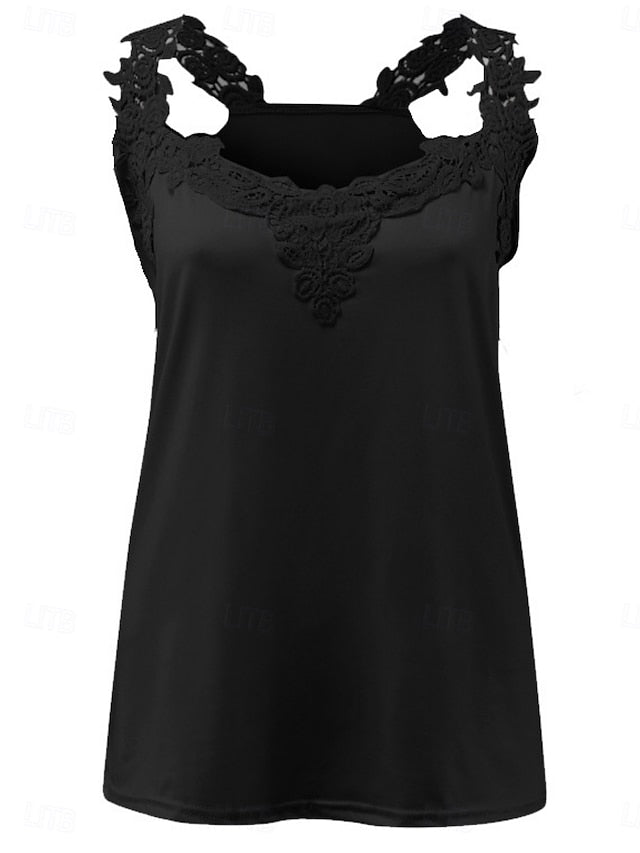 Women's Tank Top Blouse Lace Tops Lace Plain Stylish