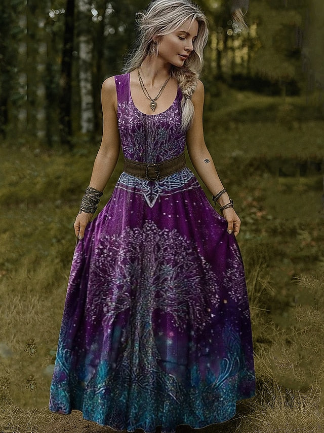 Women's Vintage Viking Celtic Knot Gradient Art Dress