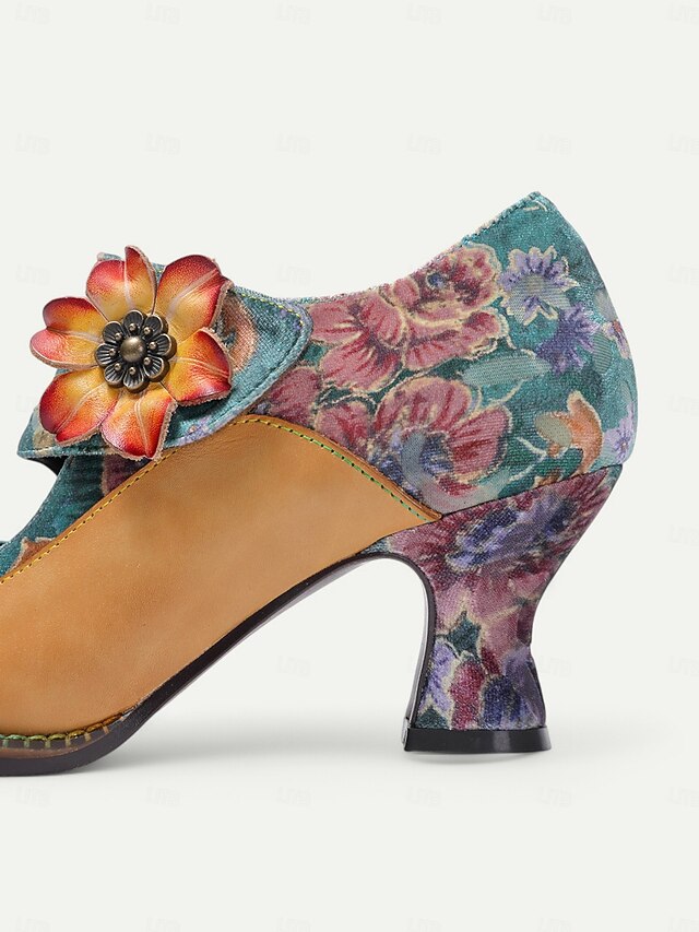 1930s Heels Mary Floral Leather – Jane Women's Vintage