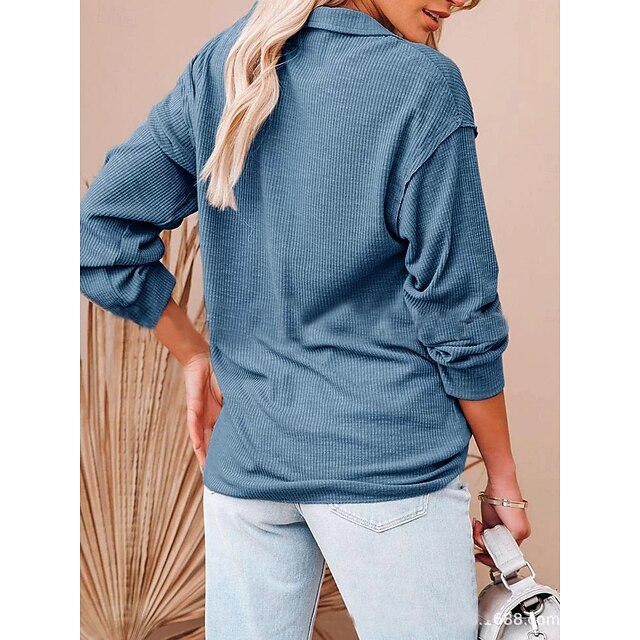 Women's Popover Shirt Casual Shirt Corduroy Shirt Blouse
