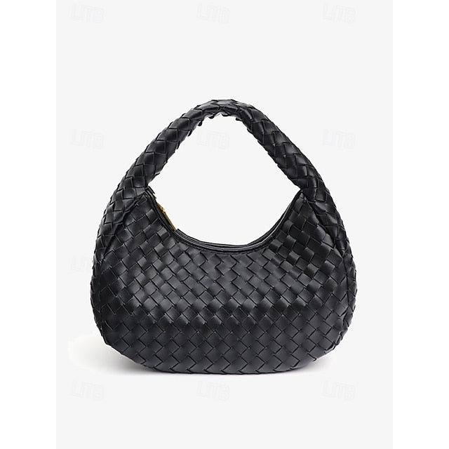 Women's Hobo Ivory Leather – Elegant Round Bag Woven Chic