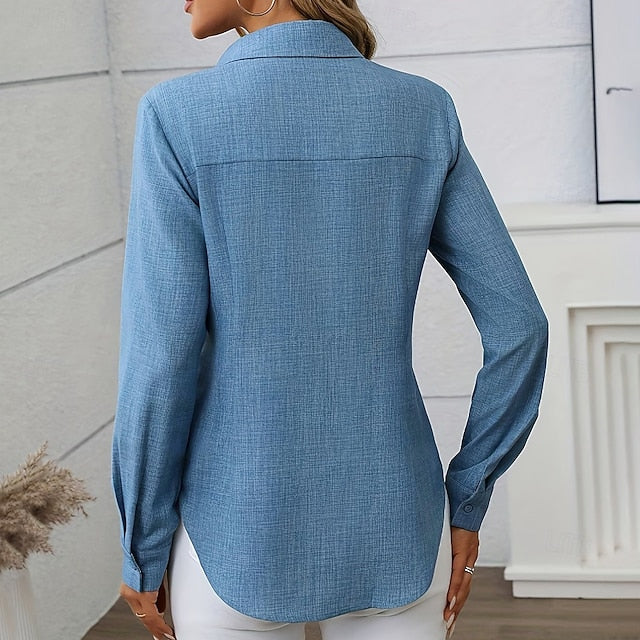 Women's Shirt Dress Shirt Button Up Shirt Blouse Ruched