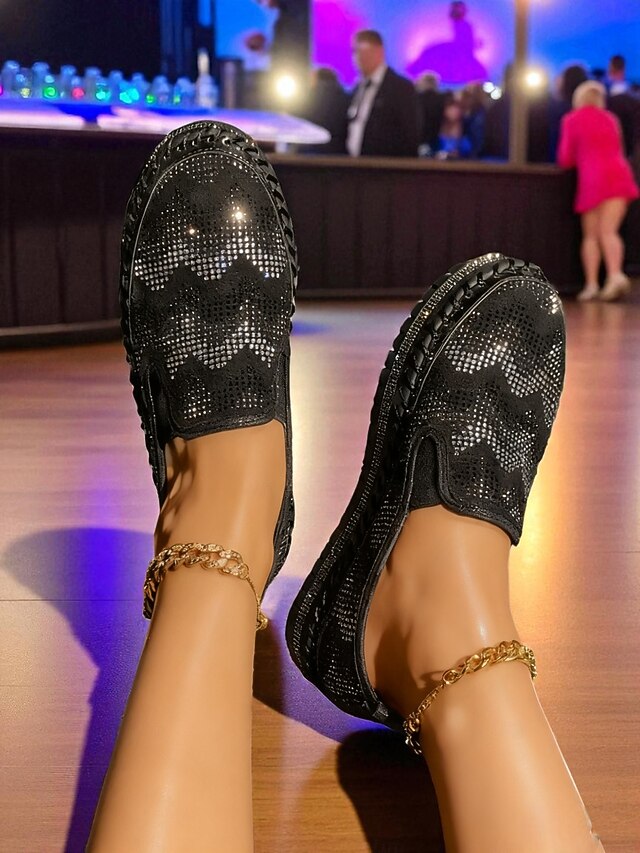 with Mesh Women's Glitter Slip-On Platform Sneakers