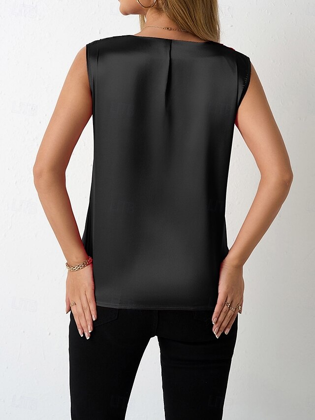 Women's Blouse Plain Active Stylish Sleeveless V Neck Long
