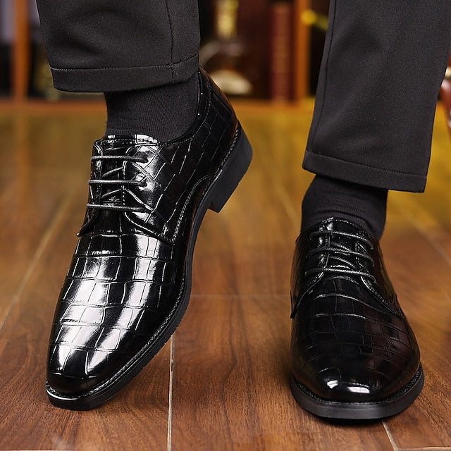 – Crocodile Faux Shoes Print Men's Leather Green Oxford