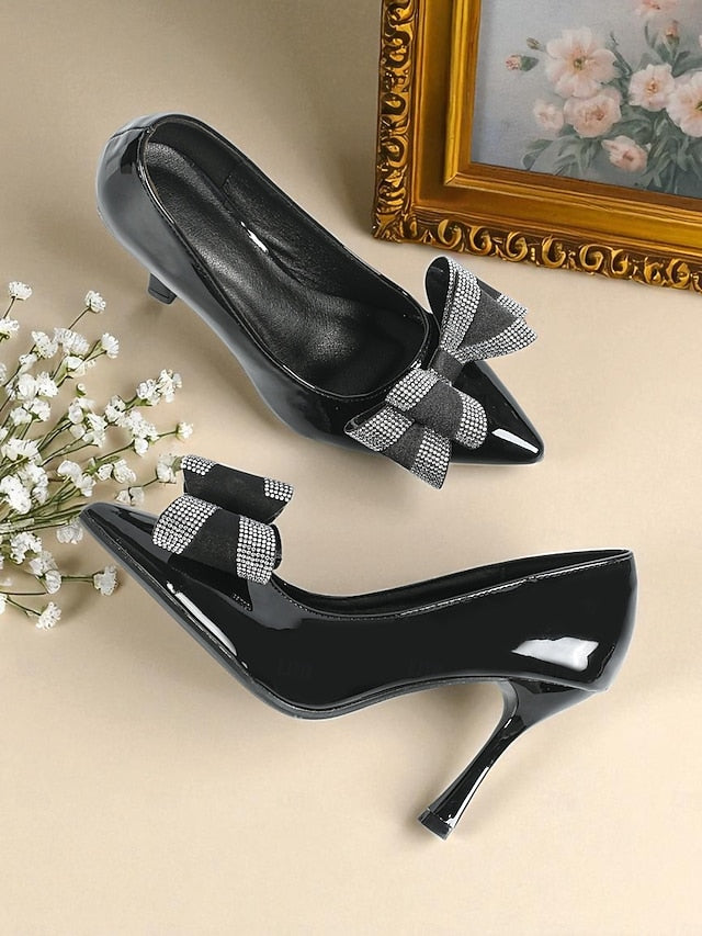 Pumps Leather Pointed Patent Nude Toe Heel Women's High -