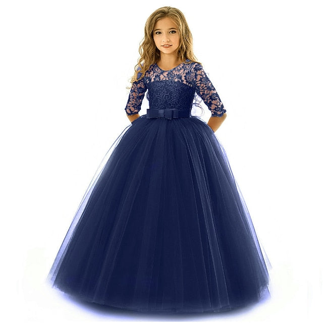 Flower Wedding Dress Girls' Half Sleeve Kids Girl