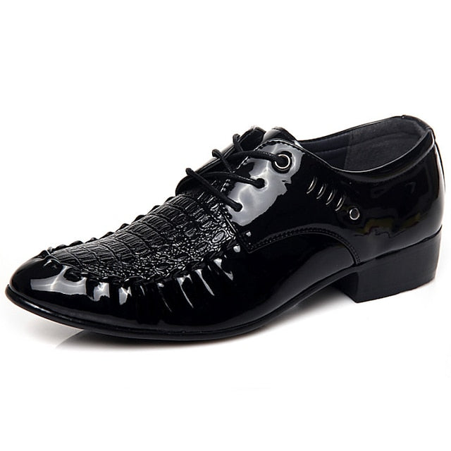 Shoes Black Faux Men's Leather Patent Crocodile