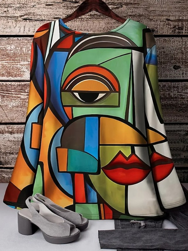Women's T Shirt Print Graphic Color Gradient Abstract