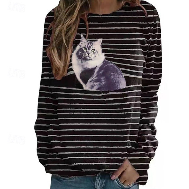 Women's Sweater Pullover Streetwear Casual Animal Crew Neck