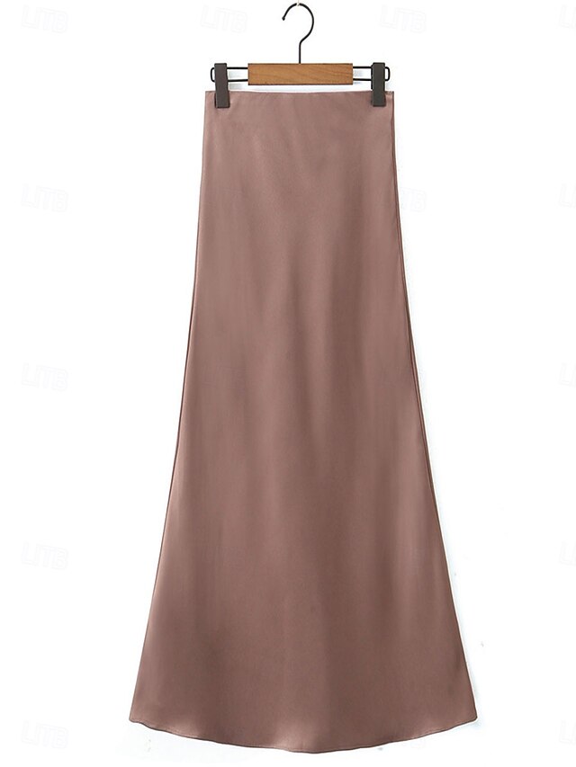 Women's Satin Skirts Elegant Vintage Fashion Sparkle Maxi
