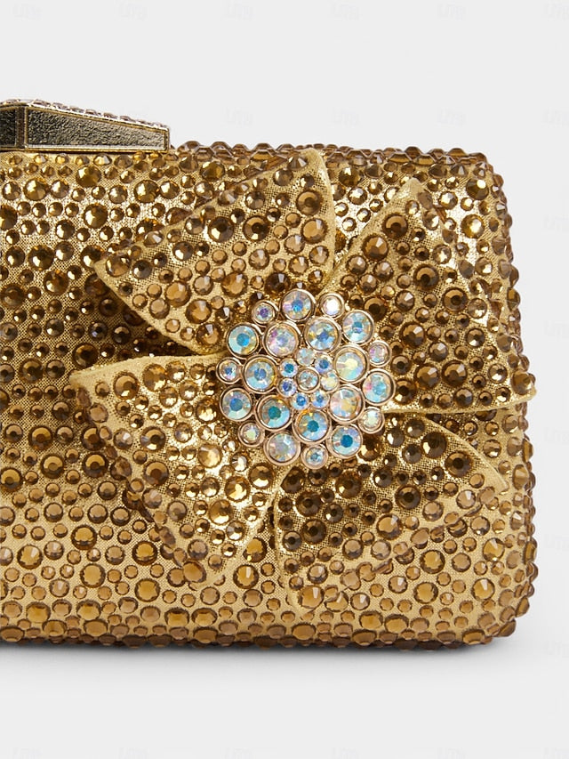 Clutch Sparkling with High Sandals Matching Rhinestone Bow Heel