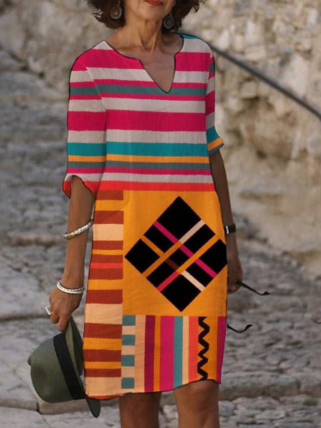 Women's Midi Dress Casual Dress Print Dress Vintage Daily