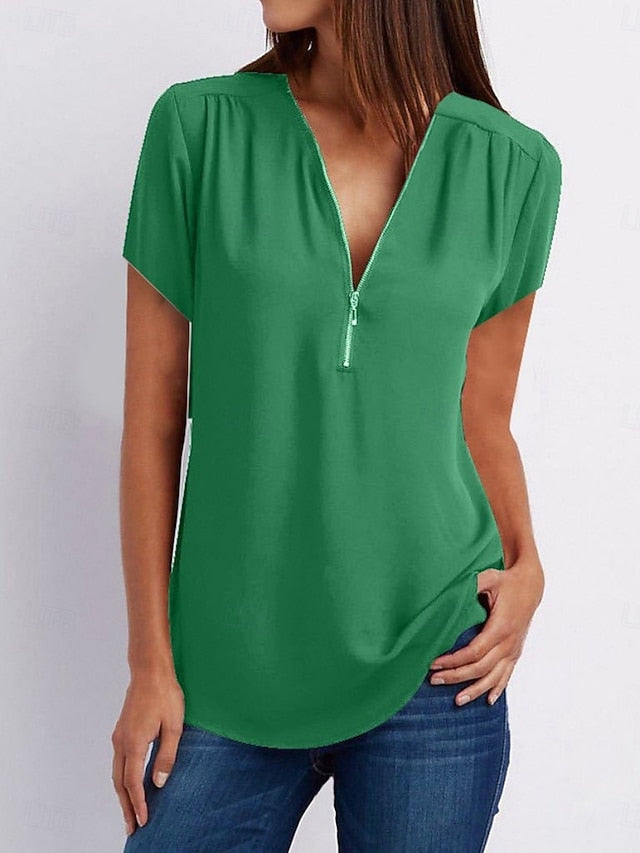 Women's T Shirt Solid Color Plain Fashion Modern Casual
