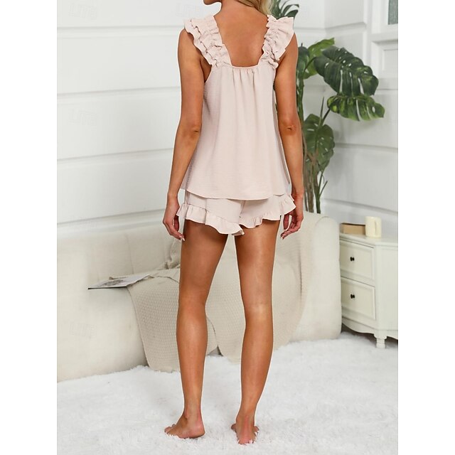 Women's Shorts Sets Bolero Top Sleeveless U Neck Solid