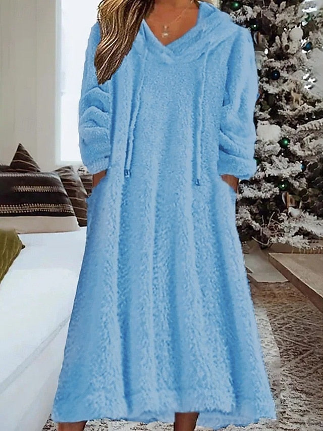 Women's Midi Dress Sweater Dress Hoodie Dress Fashion