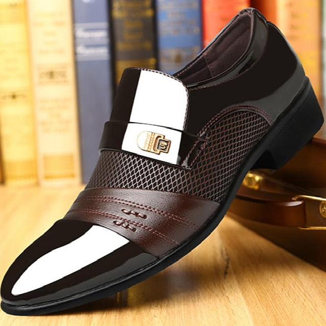 – Men's Patent Leather Formal Loafers Slip-On Faux