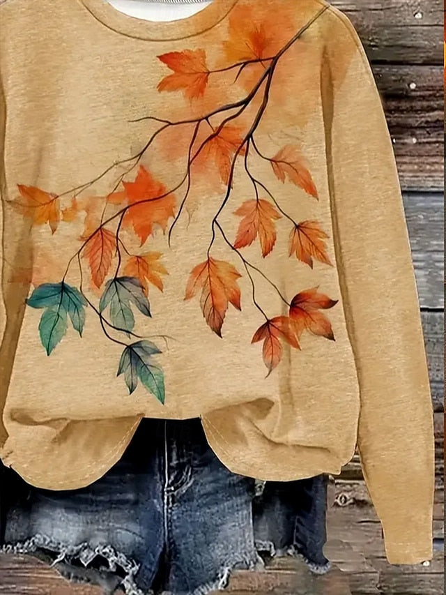 Women's Tunic Floral Graphic Casual Long Sleeve Crew Neck