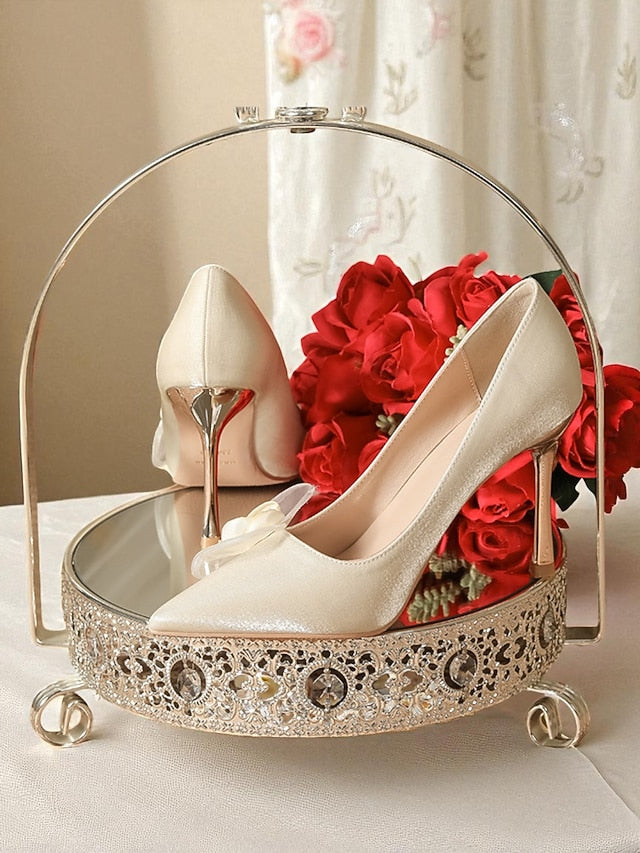 Floral - Ivory Heels Satin Elegant Wedding Women's Pointed