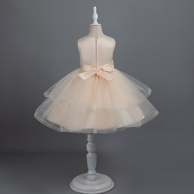 Sleeveless Girls' Color Dress Party Solid Toddler