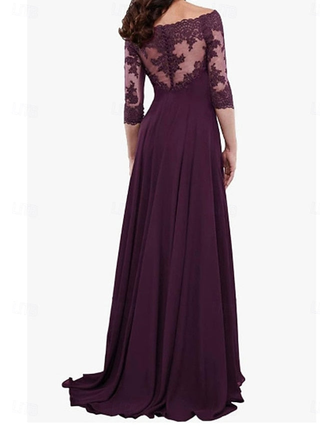 Bride of Dress Shoulder Simple Mother the Off Elegant A-Line