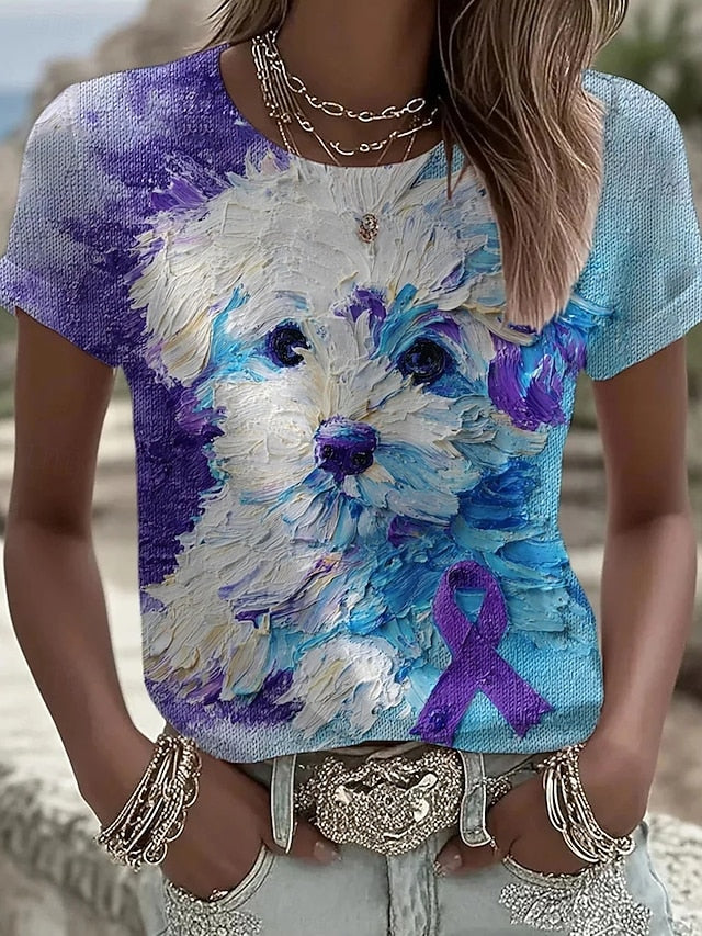 Women's T Shirt Print Graphic Animal Dog Vintage Casual
