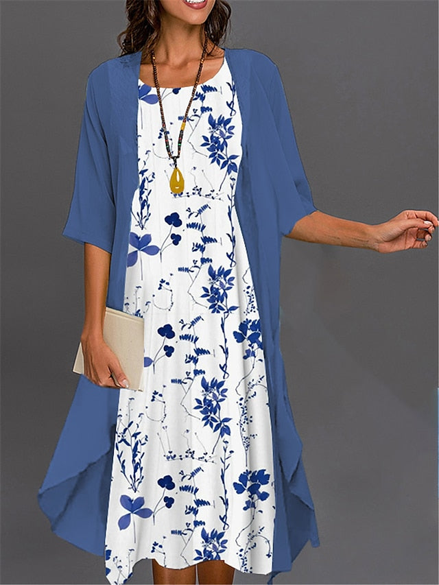 Women's Graduation Dress Midi Dress Two Piece Dress Set