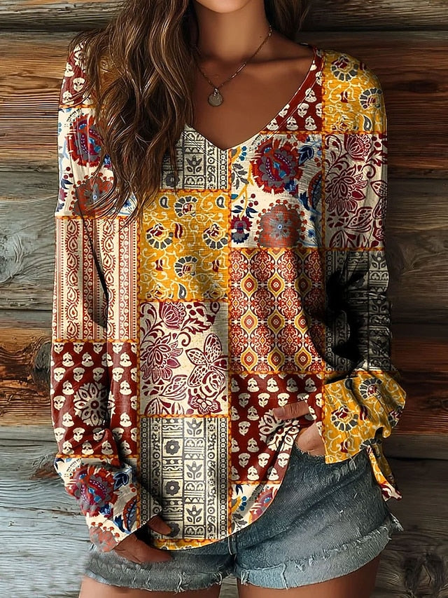 Women's T shirt Long Sleeve Graphic Letter Vintage Stylish