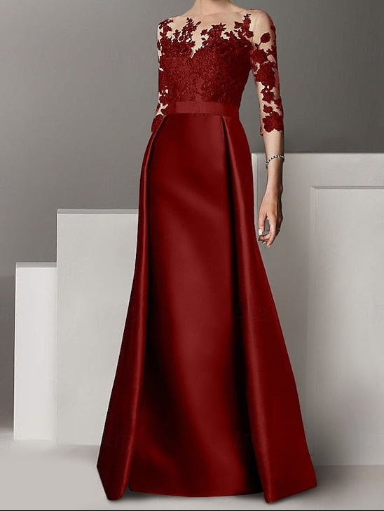A-Line Sweep Brush Elegant Dress / Guest Evening Wedding Gown