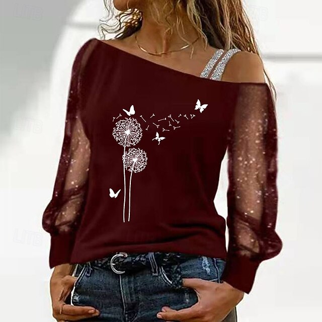 Women's Blouse Lace Mesh Butterfly Vintage Stylish Long