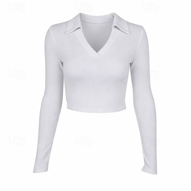 Women's Petite Ribbed Knit Tops Tee Y2K Slim fit top Solid