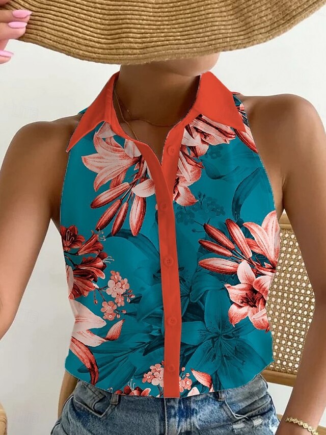 Women's Shirt Blouse Buttons Graphic Stylish Classic Modern