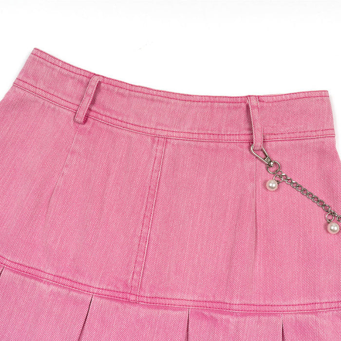 Y2K Pink Denim Skirt