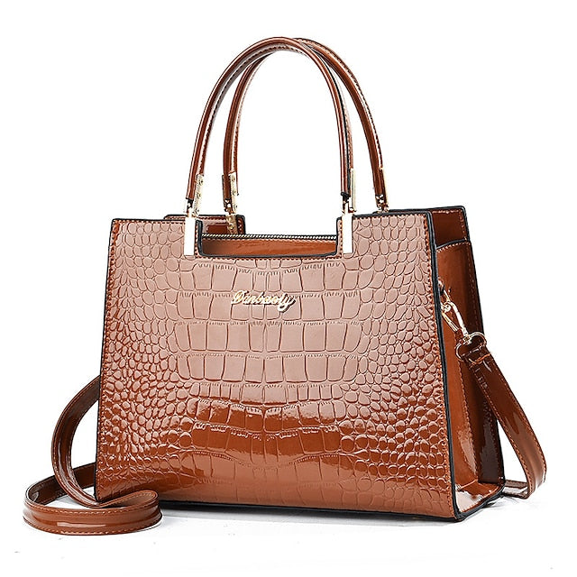 Leather | Handbag Crocodile Elegant Women's Pattern Black