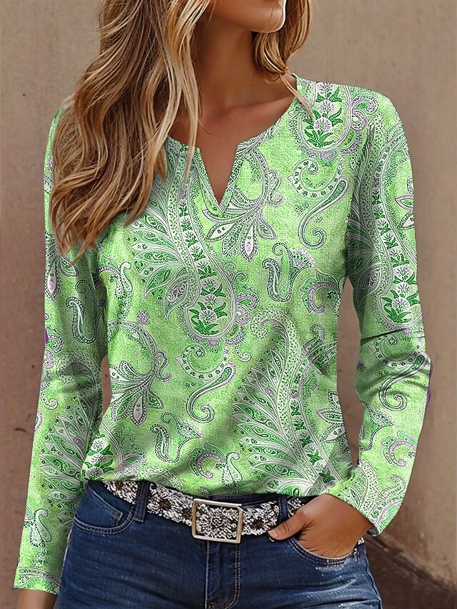 Women's T Shirt Print Graphic Paisley Vintage Fashion