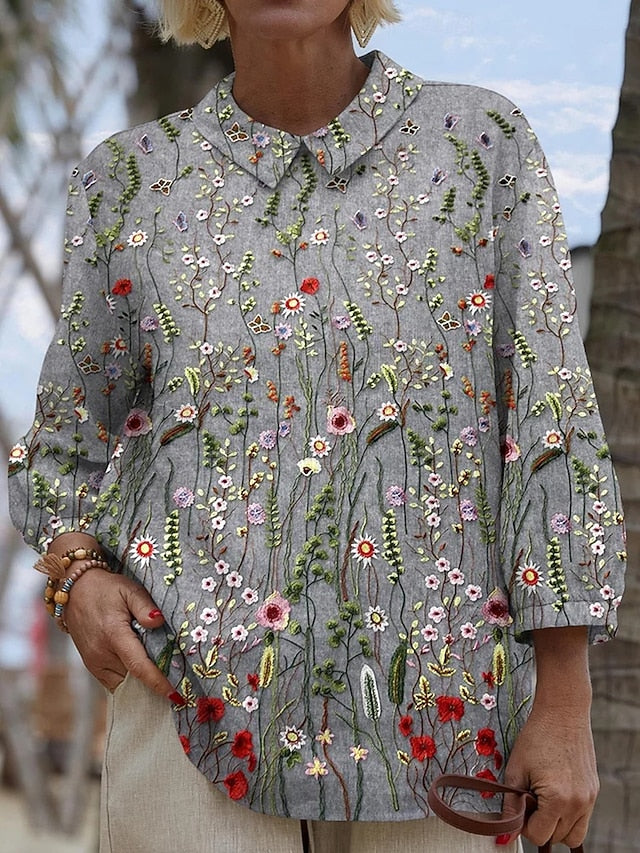 Women's Blouse Floral Graphic Vintage Daily Stylish Long