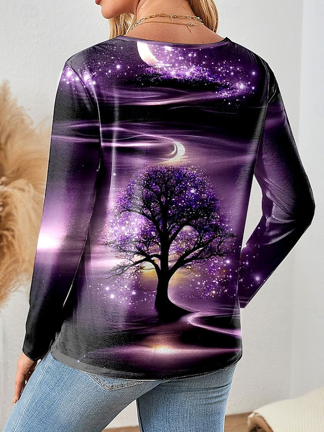 Women's T Shirt Print Graphic Gradient Vintage Stylish