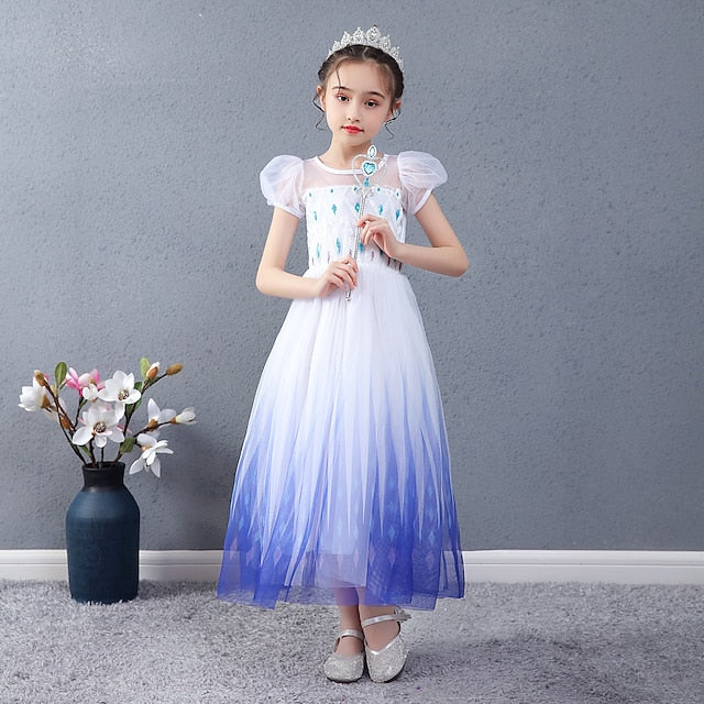 Elsa Cosplay Dress Movie Girl Flower Princess Girls'