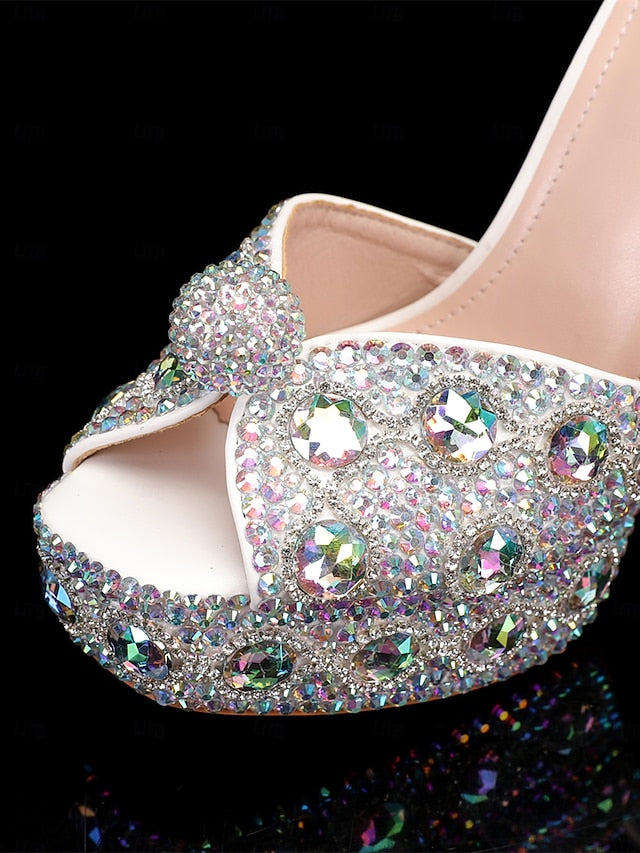 Glamorous Crystal-Embellished Women's with Sandals Platform