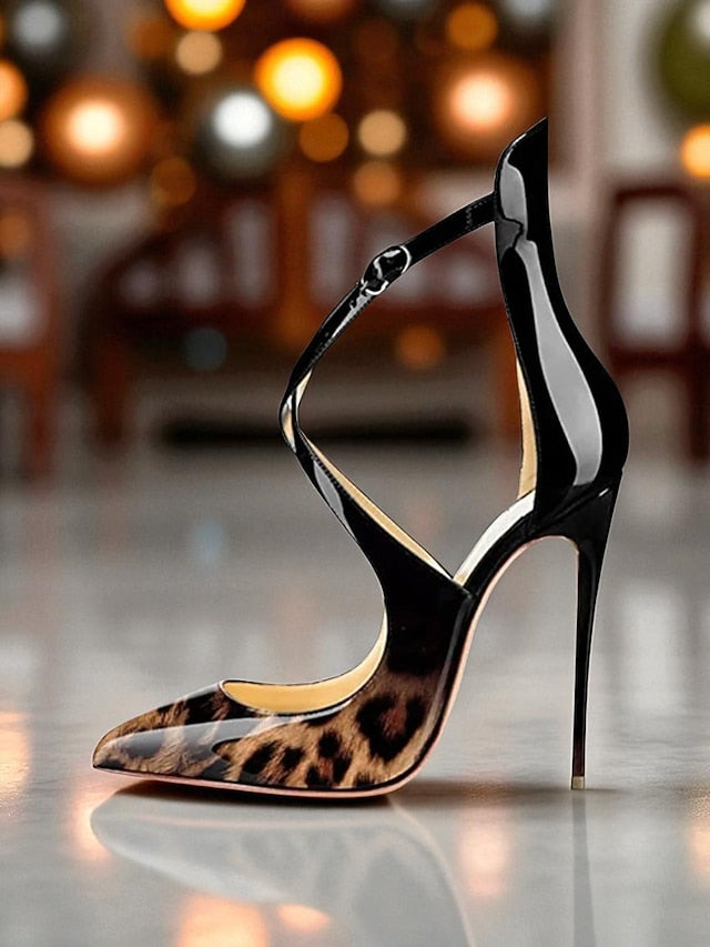 Stiletto Strappy Leather Patent Heels Purple Women's -